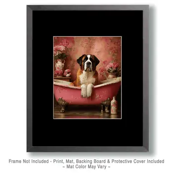 Saint Bernard Puppy - Pup in a Cup Art Print - 8"x10" Artwork for 11"x14" Frame