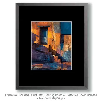 Taos Adobe Door American Southwest Art - 8"x10" Artwork for 11"x14" Frame