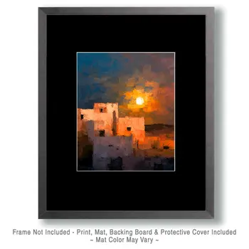 Sunrise Over Cerillos Adobe Home American Southwest Art - 8"x10" Artwork for 11"x14" Frame