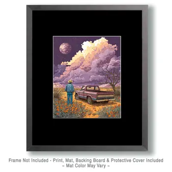 Lavender Cimarron Moonrise American Southwest Art - 8"x10" Artwork for 11"x14" Frame (Copy)