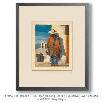 Hombre Relajante - American Southwest Art - 8"x10" Artwork for 11"x14" Frame