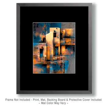 Abstract Adobe American Southwest Art - 8"x10" Artwork for 11"x14" Frame