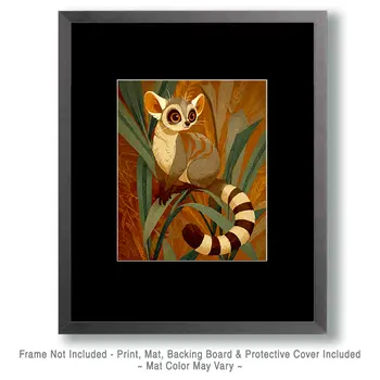 Stylized Ringtail Wildlife Art Print - 8"x10" Artwork for 11"x14" Frame