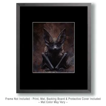Bat Portrait Dark Academia Art Print - 8"x10" Artwork for 11"x14" Frame