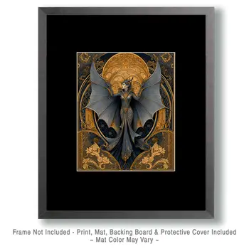 Nouveau Bat Queen Dark Academia Art Print - 8"x10" Artwork for 11"x14" Frame