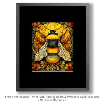 Stylized Bumblebee Wildlife Art Print - 8"x10" Artwork for 11"x14" Frame