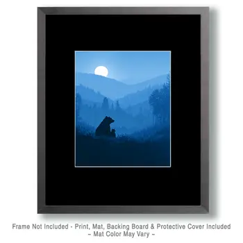 Mother Bear and Cub Enjoy the Evening Wildlife Art Print - 8"x10" Artwork for 11"x14" Frame