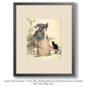 The Waiting Witch - Dark Academia Art - 8"x10" Artwork for 11"x14" Frame