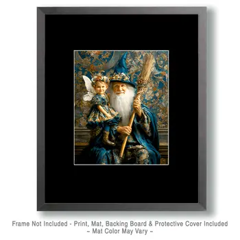 Warlock with Fairy - Dark Academia Art - 8"x10" Artwork for 11"x14" Frame