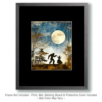 Bigfoot Dancing with a Witch - Dark Academia Art - 8"x10" Artwork for 11"x14" Frame