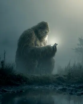 Bigfoot Phone Time Art Print - 8"x10" Artwork for 11"x14" Frame