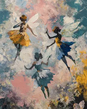 Three Floating Fairies - Magical Fairy Art Print - 8"x10" Artwork for 11"x14" Frame