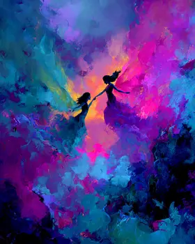 Joyous Connection - Magical Fairies Art Print - 8"x10" Artwork for 11"x14" Frame