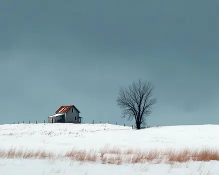 Barn on the Hill - Winter Landscape Art Print - 8"x10" Artwork for 11"x14" Frame