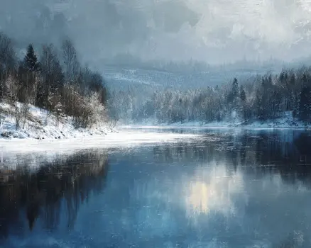Little Androscoggin River  - Winter Landscape Art Print - 8"x10" Artwork for 11"x14" Frame