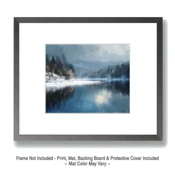 Little Androscoggin River  - Winter Landscape Art Print - 8"x10" Artwork for 11"x14" Frame