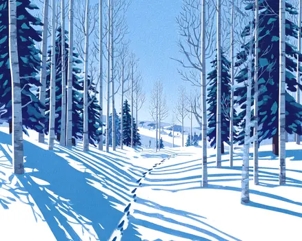 Tracks Winter Landscape Art Print - 8"x10" Artwork for 11"x14" Frame