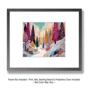 Winter Wonderland Landscape Art Print - 8"x10" Artwork for 11"x14" Frame