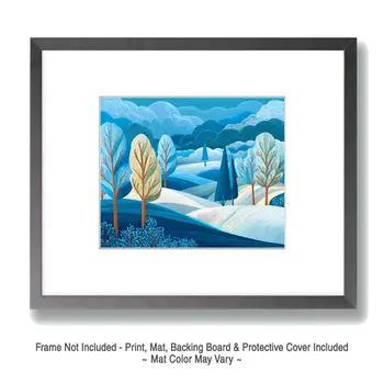 Abstract Winterscape - Winter Landscape Art Print - 8"x10" Artwork for 11"x14" Frame