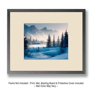 Redrocks Farmhouse - Winter Landscape Art Print - 8"x10" Artwork for 11"x14" Frame