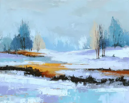 Snowy Estuary - Winter Landscape Art Print - 8"x10" Artwork for 11"x14" Frame