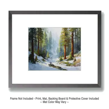 Deep Woods Creek Winterscape - Winter Landscape Art Print - 8"x10" Artwork for 11"x14" Frame