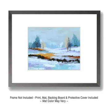 Snowy Estuary - Winter Landscape Art Print - 8"x10" Artwork for 11"x14" Frame