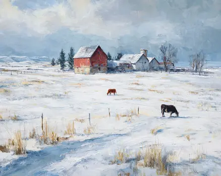 Farmland Winterscape - Winter Landscape Art Print - 8"x10" Artwork for 11"x14" Frame