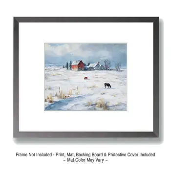 Farmland Winterscape - Winter Landscape Art Print - 8"x10" Artwork for 11"x14" Frame