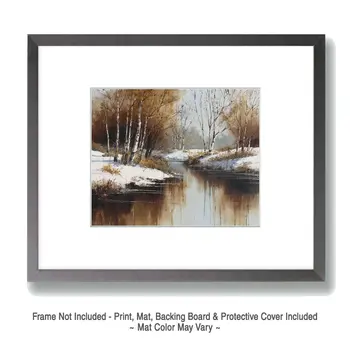 Early Snow Winterscape - Winter Landscape Art Print - 8"x10" Artwork for 11"x14" Frame