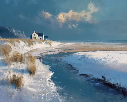Brutally Cold Day Winterscape - Winter Landscape Art Print - 8"x10" Artwork for 11"x14" Frame