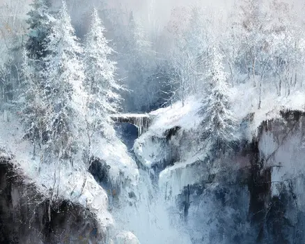 Stone Bridge Winterscape - Winter Landscape Art Print - 8"x10" Artwork for 11"x14" Frame