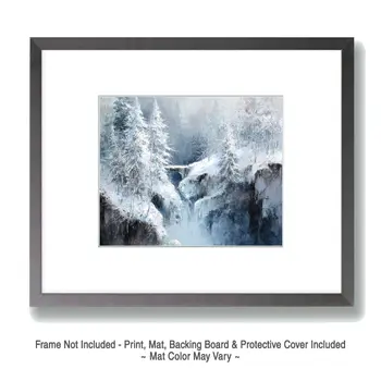 Stone Bridge Winterscape - Winter Landscape Art Print - 8"x10" Artwork for 11"x14" Frame