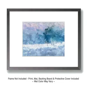 Birch Trees on Stormy Wintry Day - Winter Landscape Art Print - 8"x10" Artwork for 11"x14" Frame