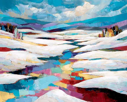 Colorful Creek - Winter Landscape Art Print - 8"x10" Artwork for 11"x14" Frame