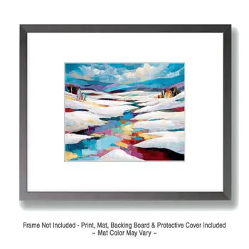 Colorful Creek - Winter Landscape Art Print - 8"x10" Artwork for 11"x14" Frame