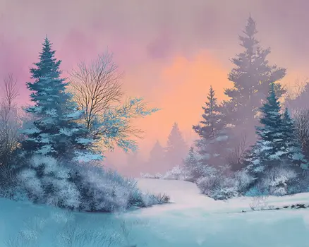 Magical Misty Morning - Winter Landscape Art Print - 8"x10" Artwork for 11"x14" Frame