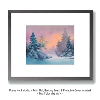 Magical Misty Morning - Winter Landscape Art Print - 8"x10" Artwork for 11"x14" Frame