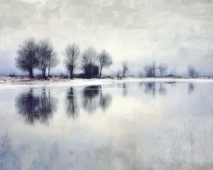 Wintry Shoreline - Winter Landscape Art Print - 8"x10" Artwork for 11"x14" Frame