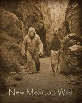 New Mexico's Wild Bigfoot & Mountain Lion Wilderness Art Print - 8"x10" Artwork for 11"x14" Frame