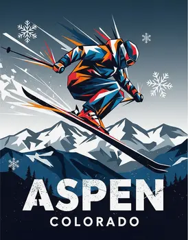 Aspen Colorado Jump - Famous Ski Area Art Print - 8"x10" Artwork for 11"x14" Frame