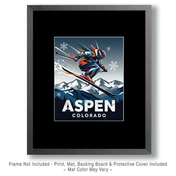 Aspen Colorado Jump - Famous Ski Area Art Print - 8"x10" Artwork for 11"x14" Frame