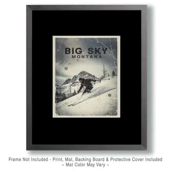 Grunge Big Sky Montana - Famous Ski Area Art Print - 8"x10" Artwork for 11"x14" Frame