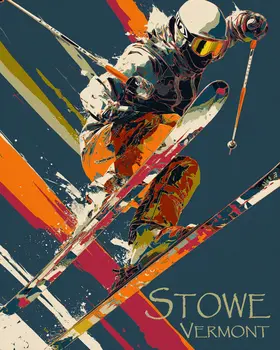 Stowe Vermont Jump - Famous Ski Area Art Print - 8"x10" Artwork for 11"x14" Frame