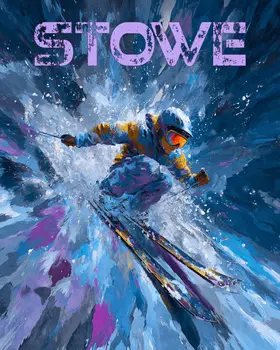 Xtreme Stowe - Famous Ski Area Art Print - 8"x10" Artwork for 11"x14" Frame