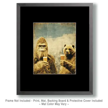 Beer, Bear & Bigfoot - 8"x10" Artwork for 11"x14" Frame