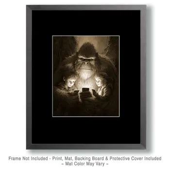 Bigfoot Plays a Game Art Print - 8"x10" Artwork for 11"x14" Frame