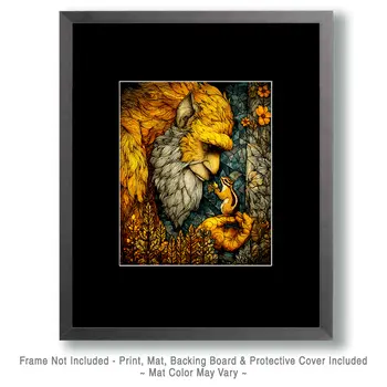 Chipmunk's Gift to Bigfoot Art Print - 8"x10" Artwork for 11"x14" Frame