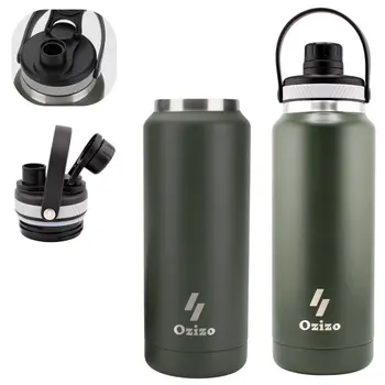 Ozizo M69 34oz 1000ml Insulated Bottle with Handle and Attached Cap