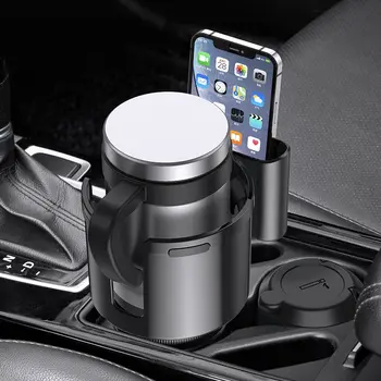 Adjustable Car Cup Holder Expander with Removable Phone Holder